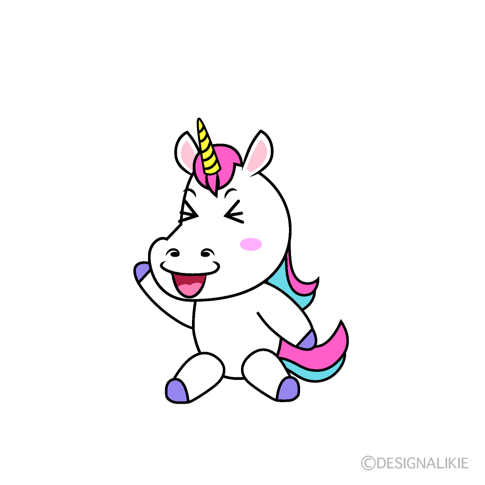 かわいい座るユニコーンイラスト