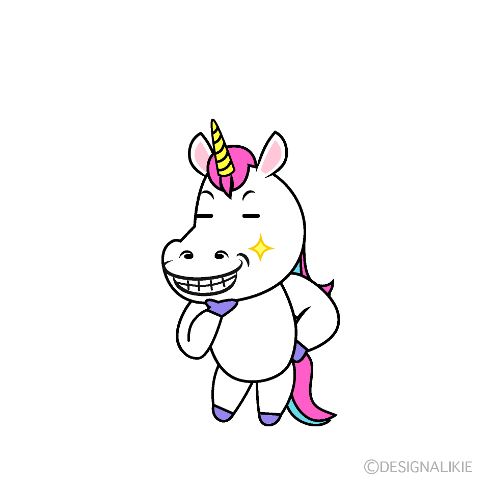 かわいいニヤリとするユニコーンイラスト