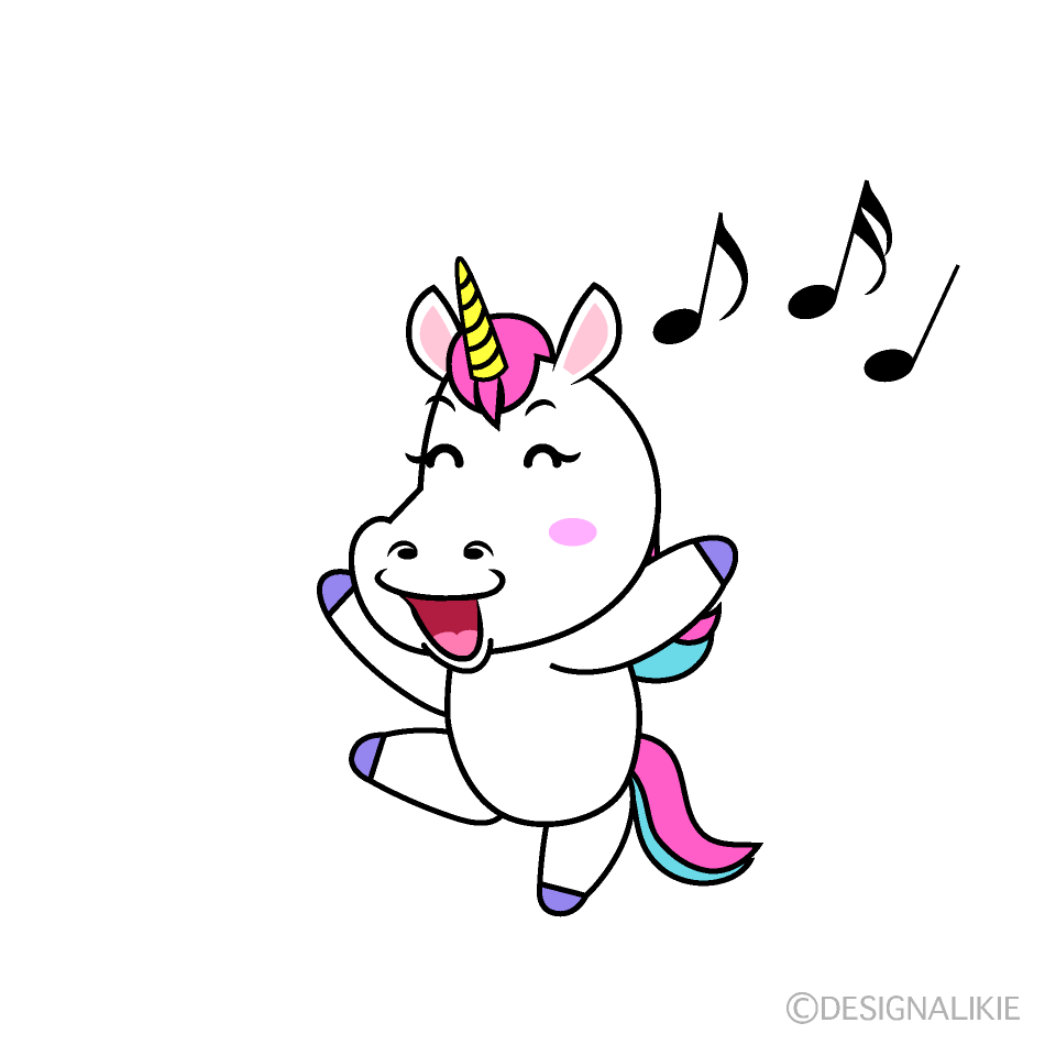 かわいい歌うユニコーンイラスト