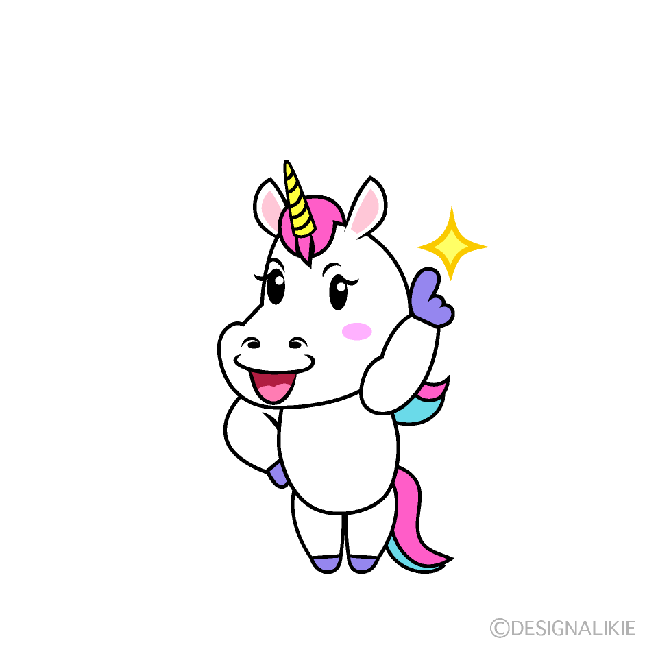 かわいい指差しするユニコーンイラスト