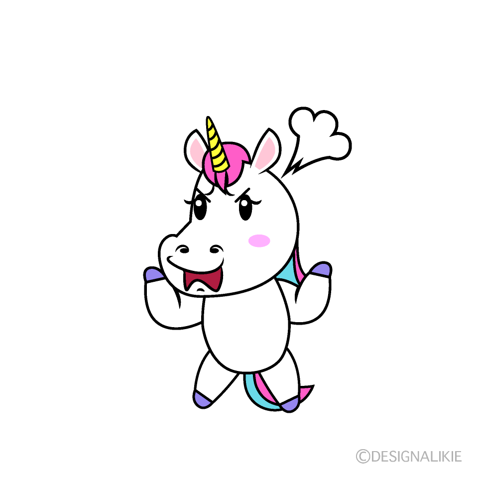 かわいい怒るユニコーンイラスト