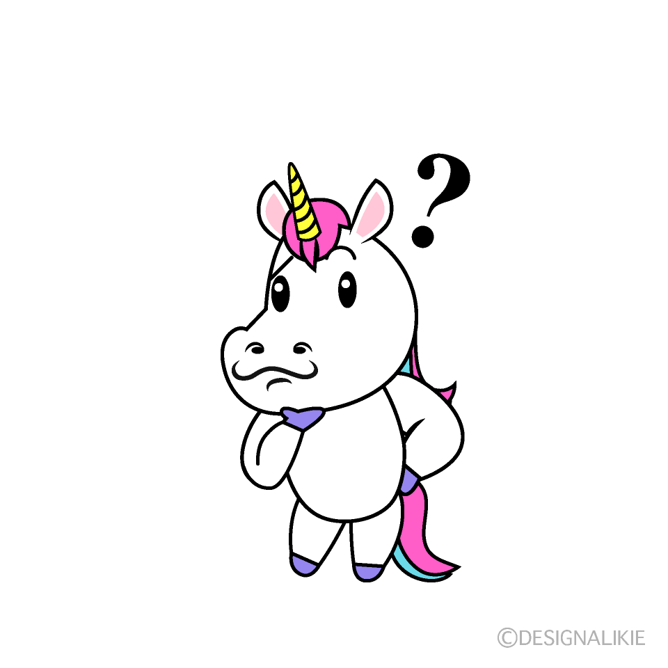 かわいい考えるユニコーンイラスト