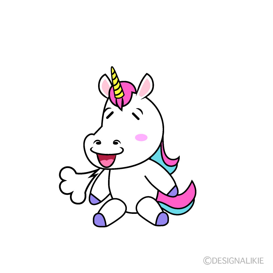 かわいいリラックスしたユニコーンイラスト