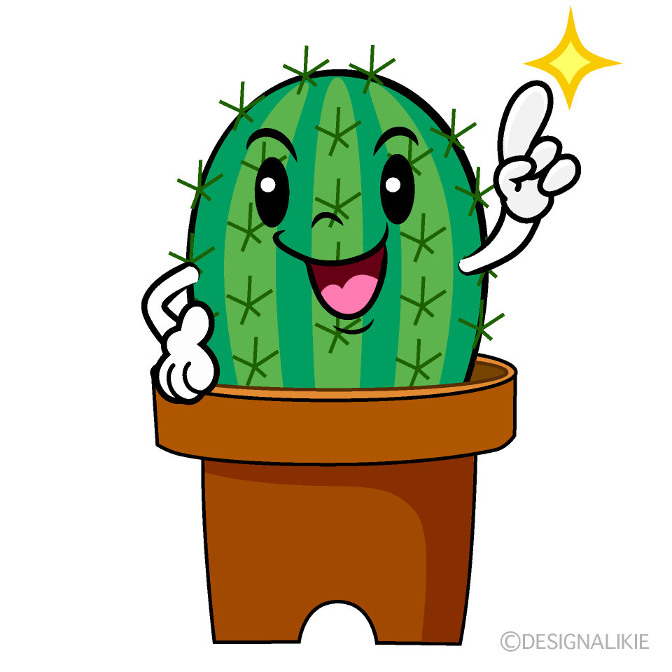 かわいい指差しサボテンイラスト