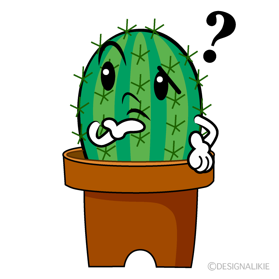 かわいい考えるサボテンイラスト