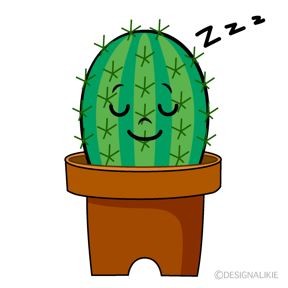 かわいい寝るサボテンイラスト