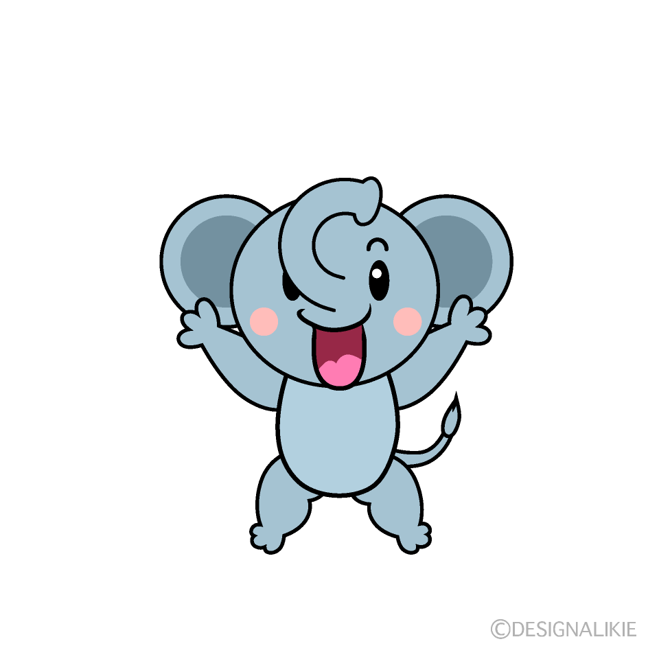 かわいい驚くゾウイラスト