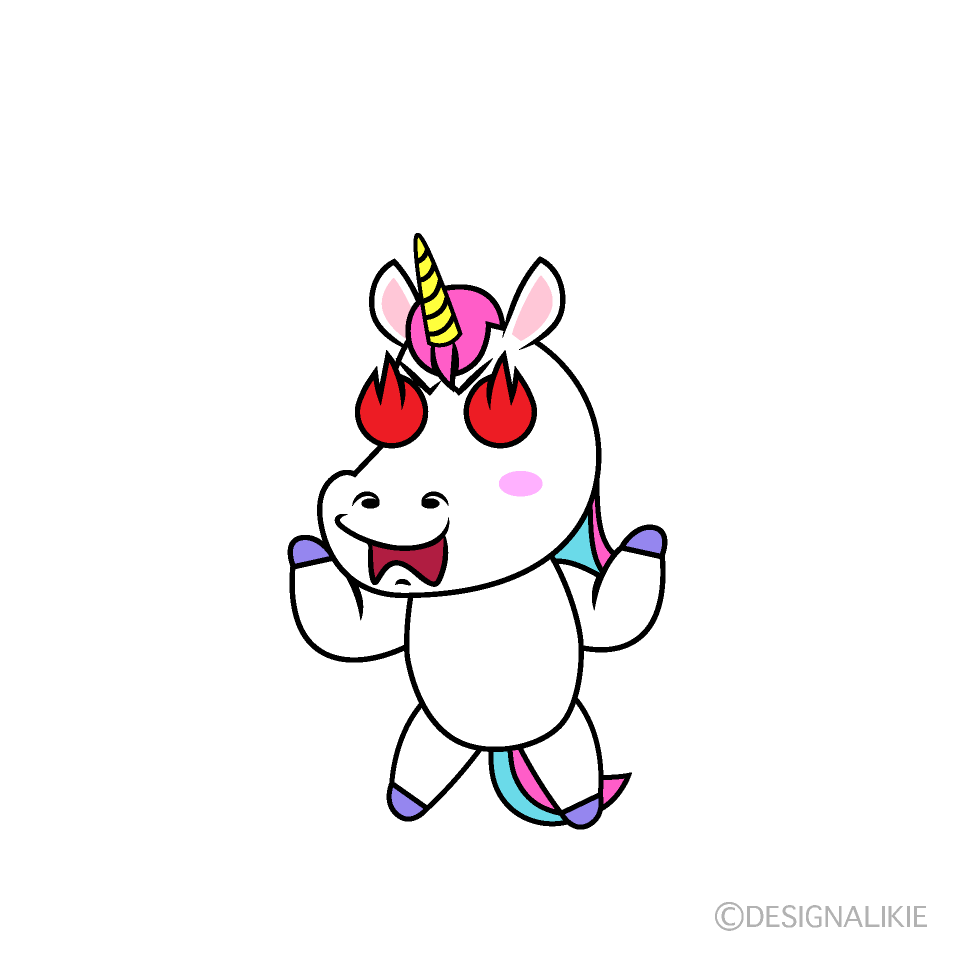 かわいい燃えるユニコーンイラスト