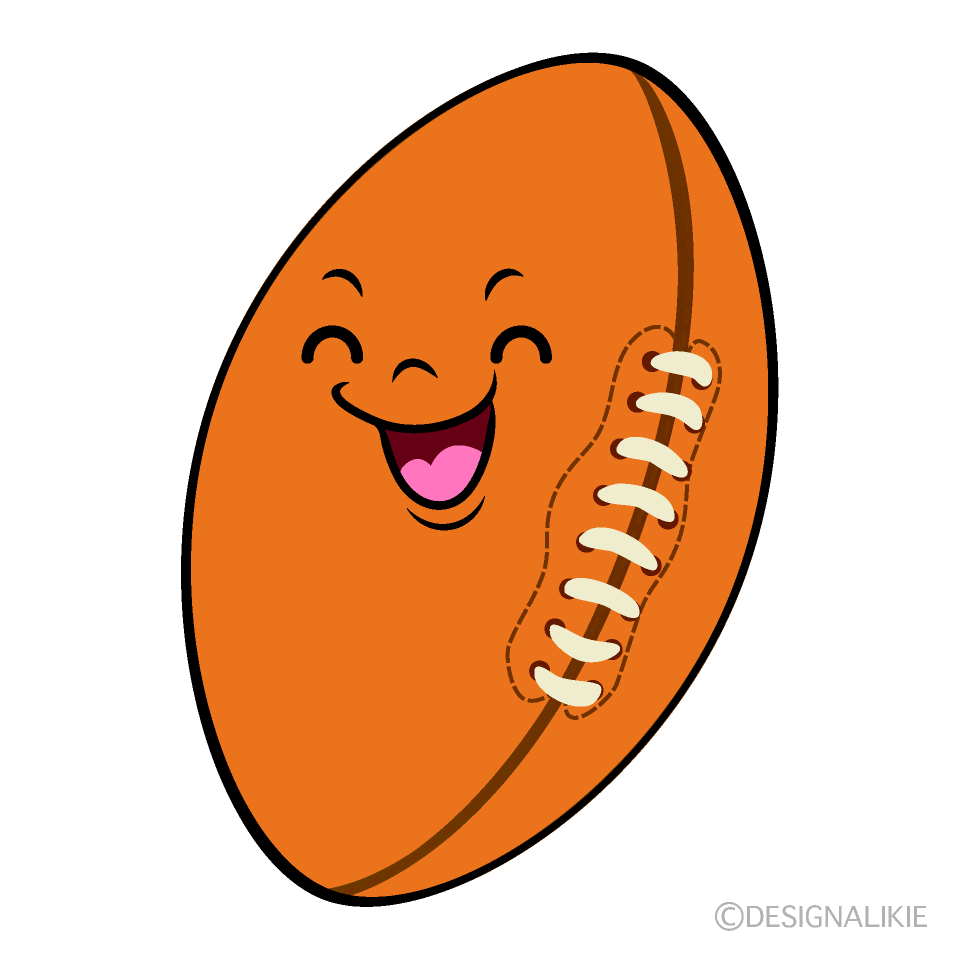 かわいい笑顔のラグビーボールイラスト