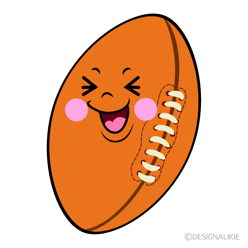 かわいい笑うラグビーボールイラスト