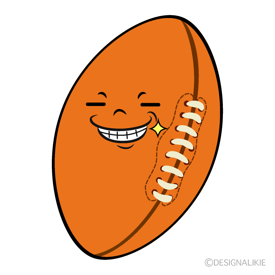 かわいいニヤリとするラグビーボールイラスト