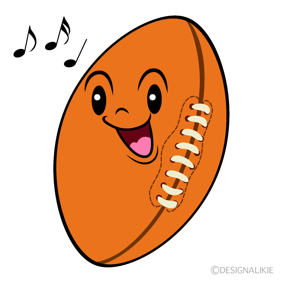 かわいい歌うラグビーボールイラスト