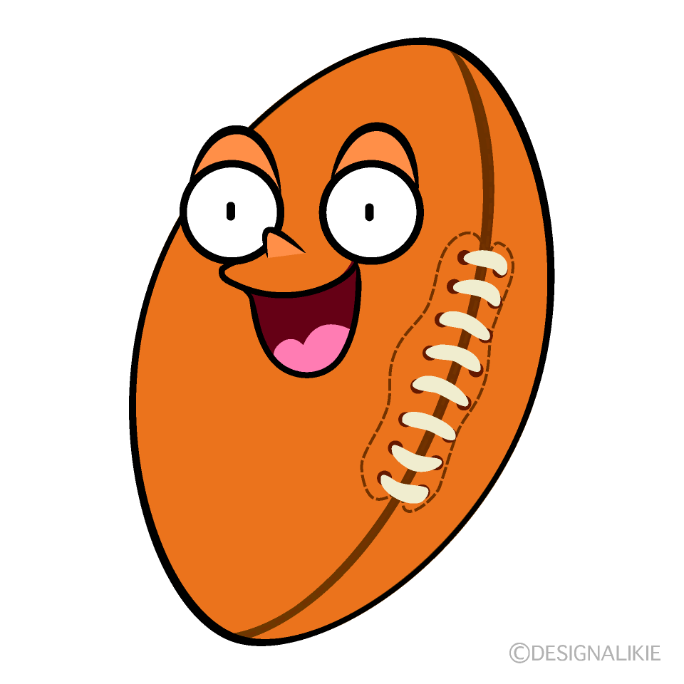 かわいい驚くラグビーボールイラスト