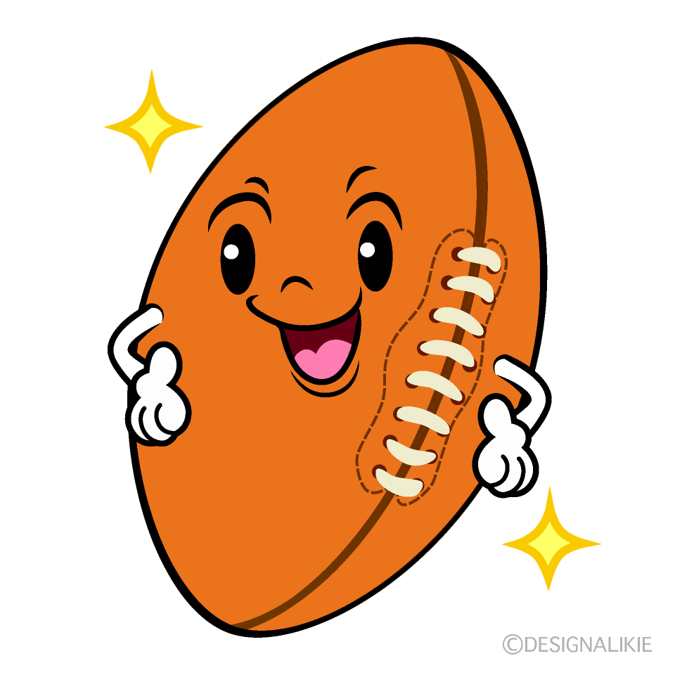 かわいい自信満々なラグビーボールイラスト