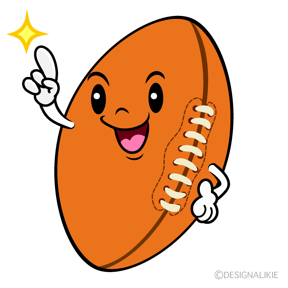かわいい指差しラグビーボールイラスト