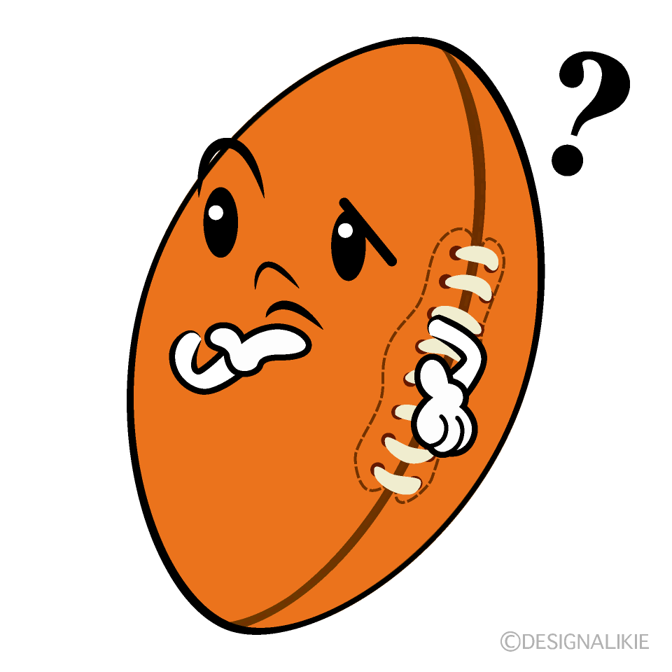 かわいい考えるラグビーボールイラスト