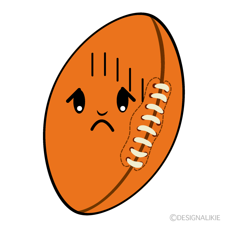 かわいい落ち込むラグビーボールイラスト