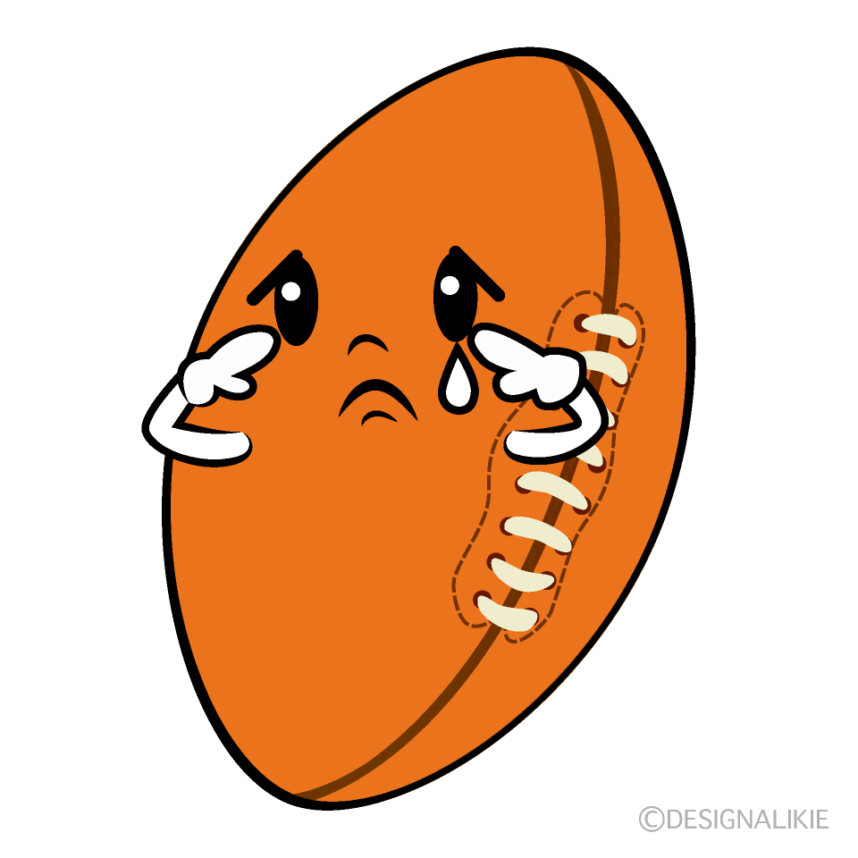 かわいい悲しいラグビーボールイラスト