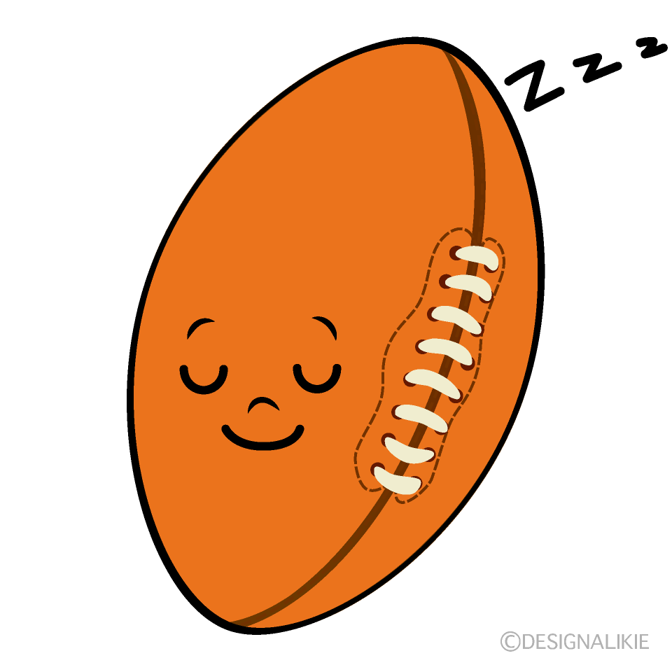 かわいい寝るラグビーボールイラスト