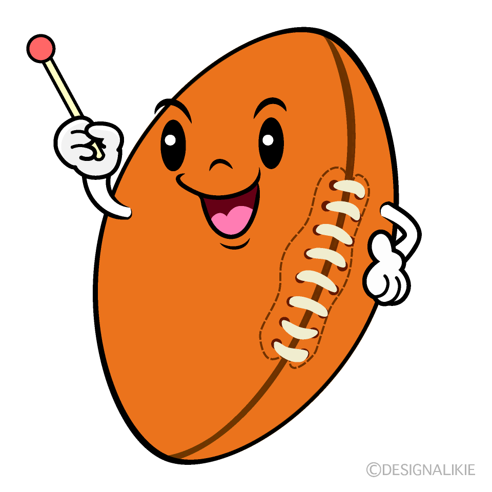 かわいい説明するラグビーボールイラスト