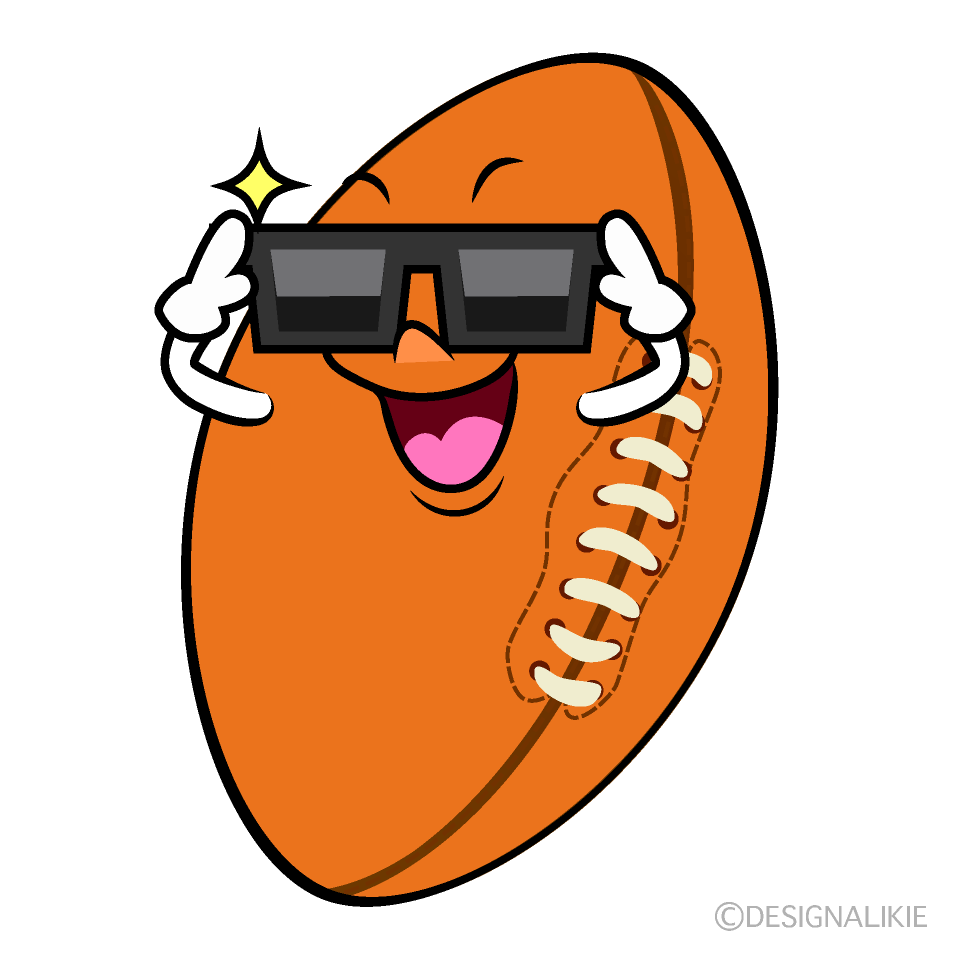 かわいいサングラスのラグビーボールイラスト