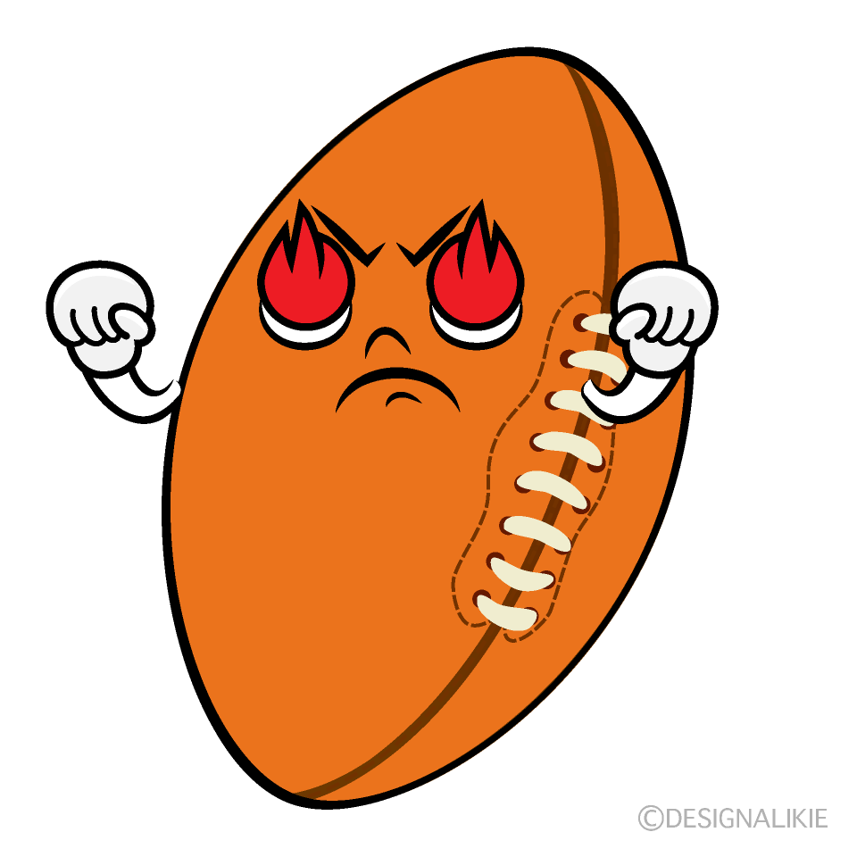 かわいい燃えるラグビーボールイラスト