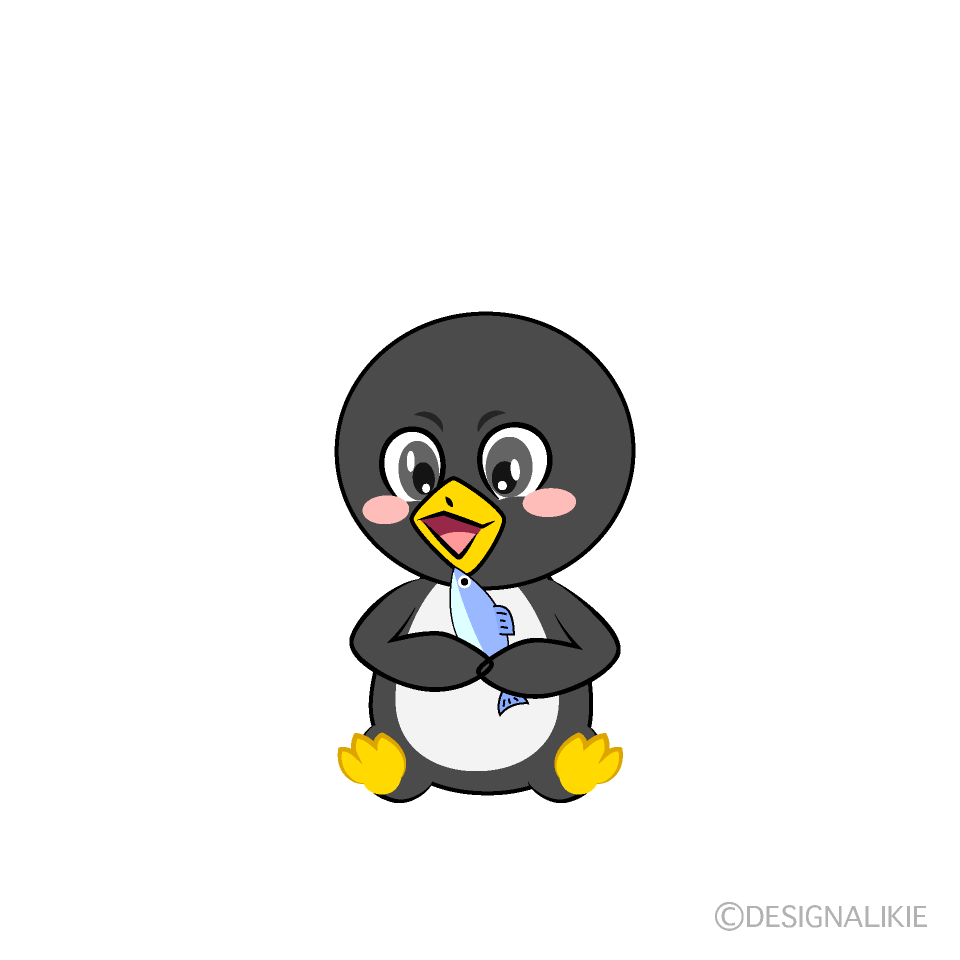 かわいい食べるペンギンイラスト