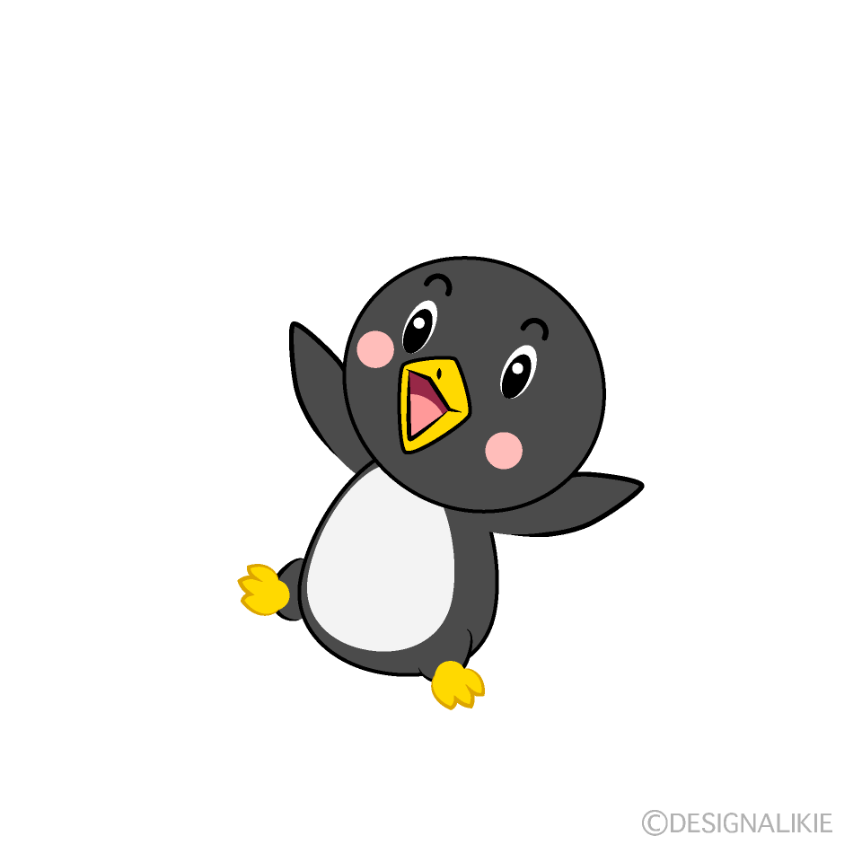 かわいい驚くペンギンイラスト