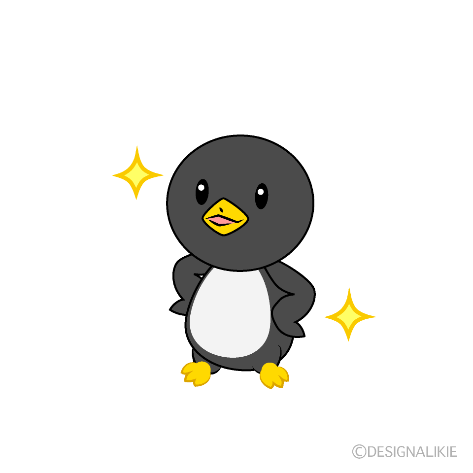 かわいい自信満々なペンギンイラスト