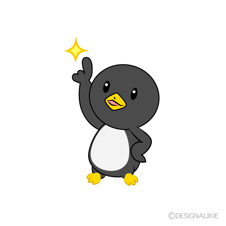 かわいい指差しペンギンイラスト