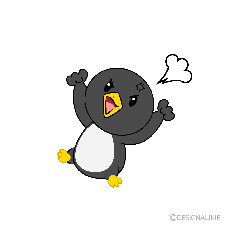 かわいい怒るペンギンイラスト