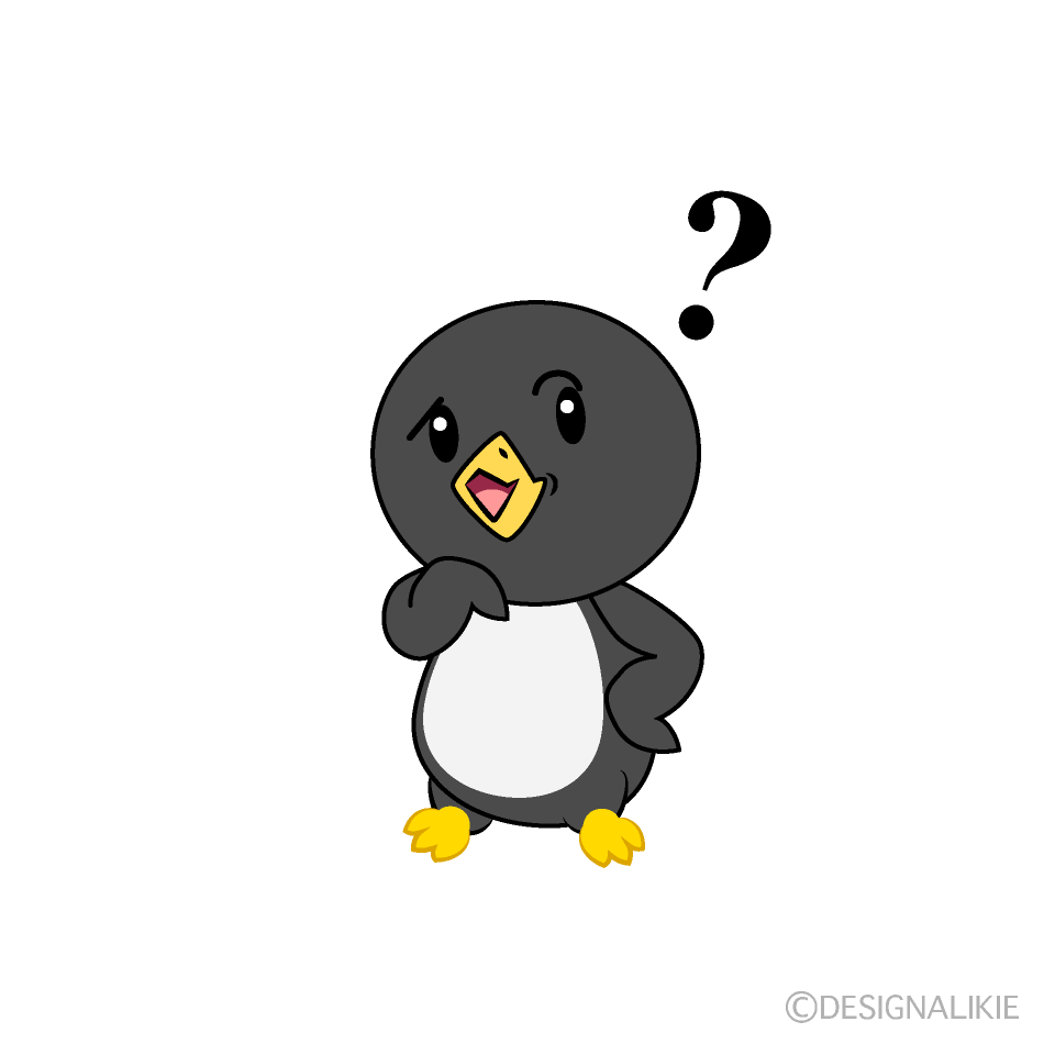 かわいい考えるペンギンイラスト