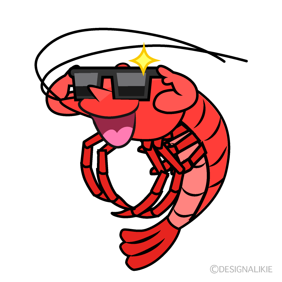 かわいいサングラスのエビイラスト