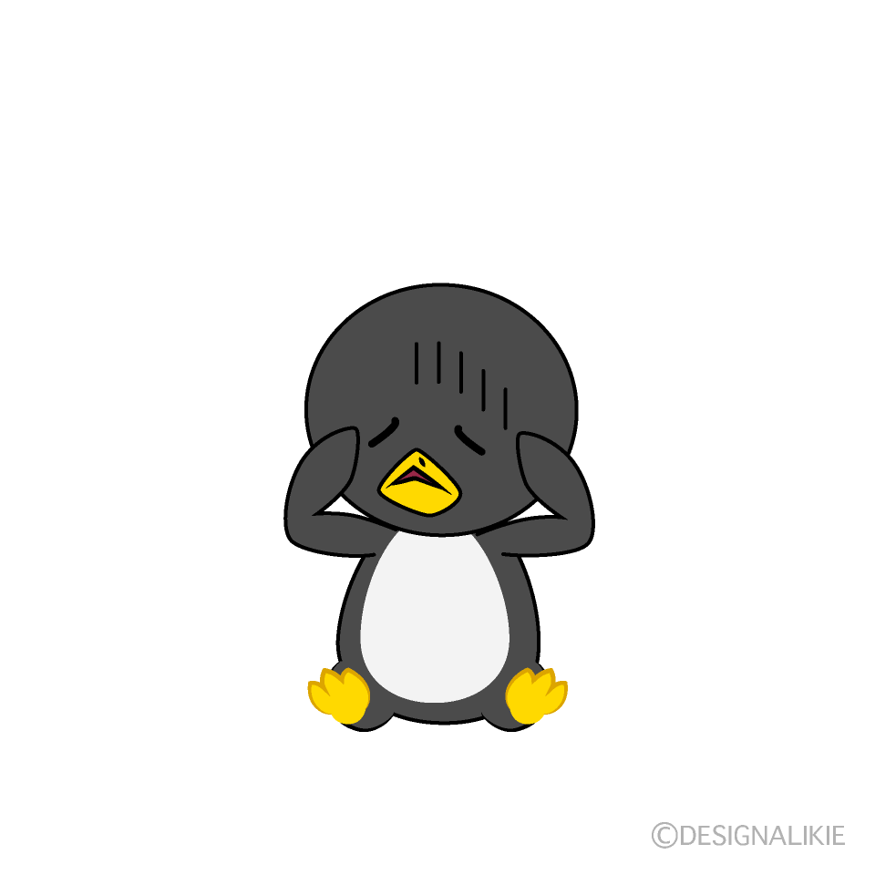 かわいい落ち込むペンギンイラスト
