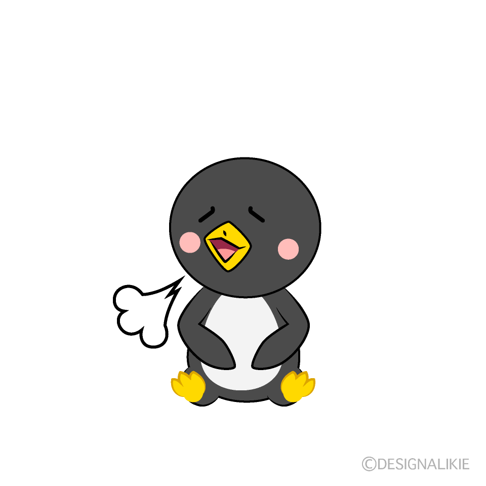 かわいい花束を贈るペンギンイラスト