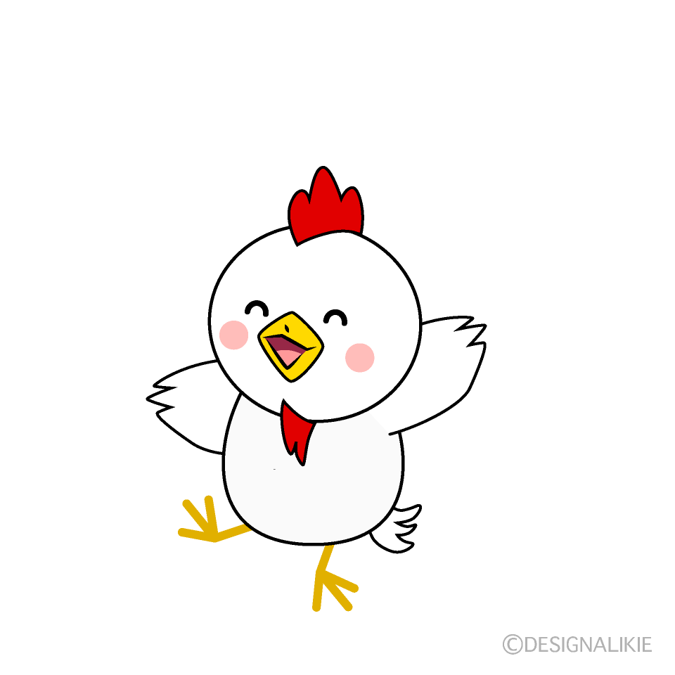 かわいい笑顔のニワトリイラスト