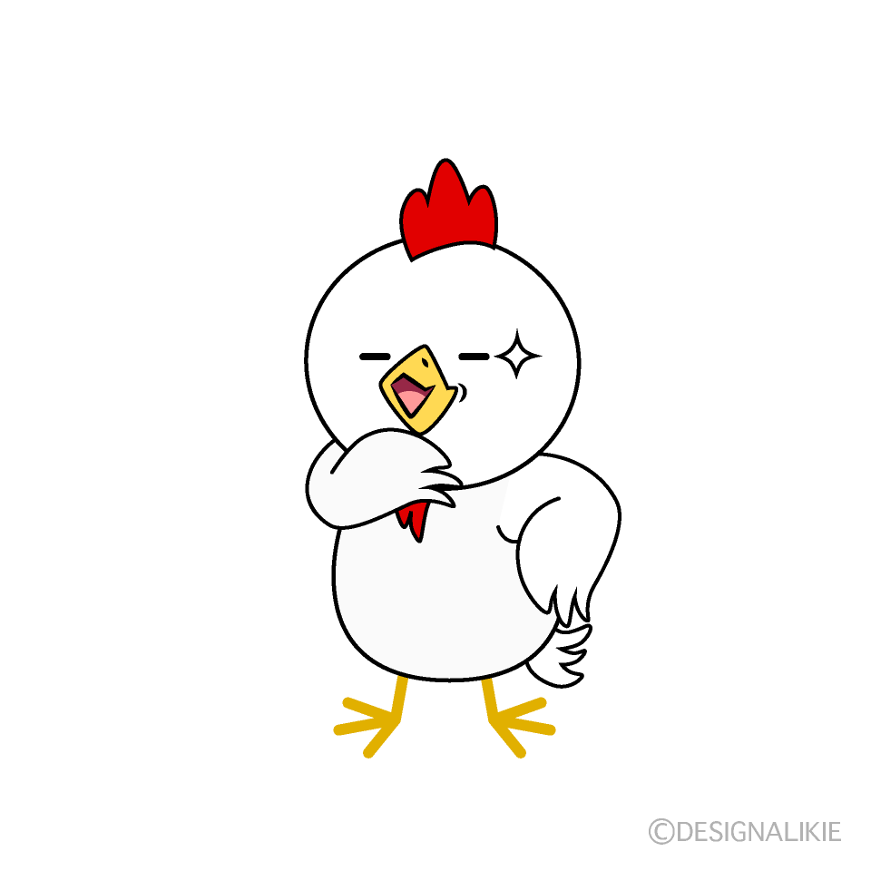かわいいニヤリとするニワトリイラスト