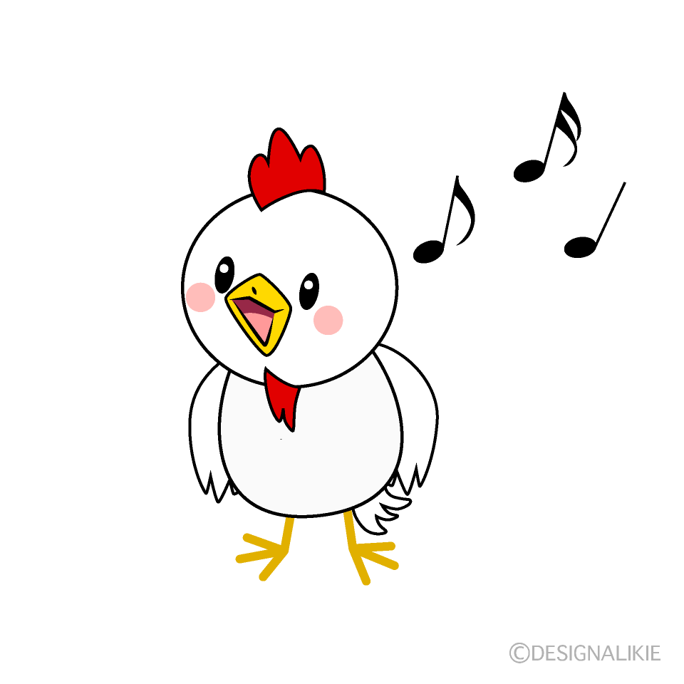 かわいい歌うニワトリイラスト