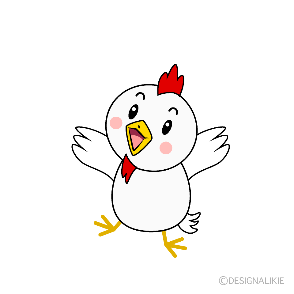 かわいい驚くニワトリイラスト