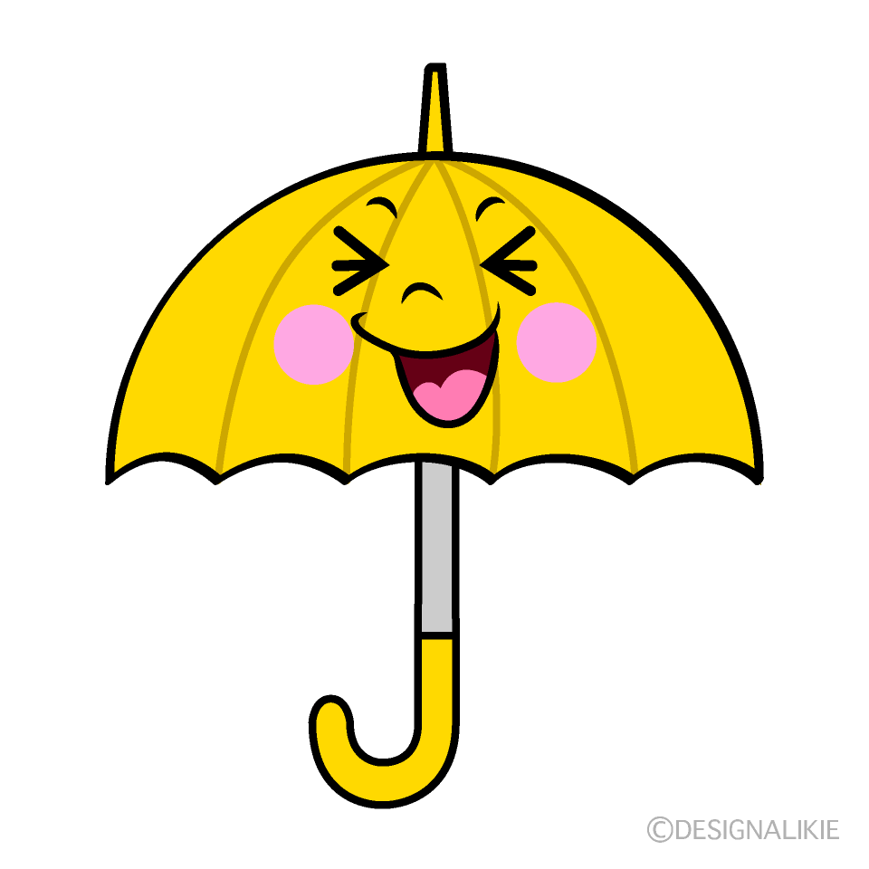 かわいい笑う傘イラスト