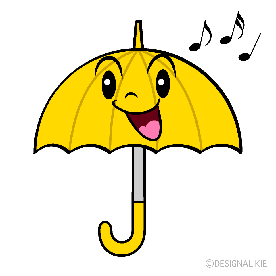 かわいい歌う傘イラスト