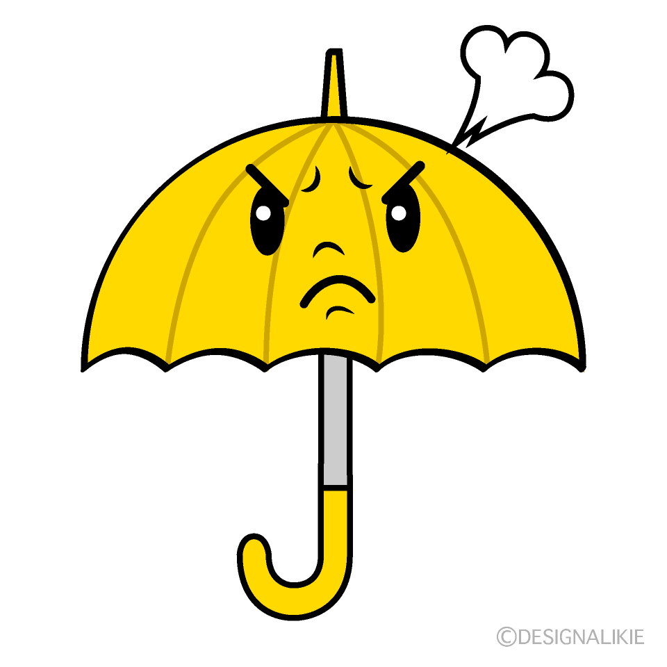 かわいい怒る傘イラスト