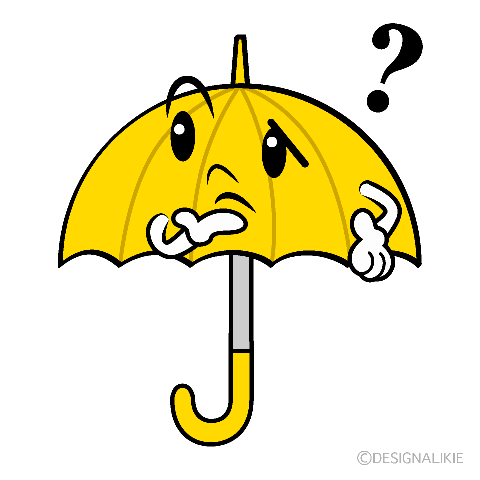 かわいい考える傘イラスト