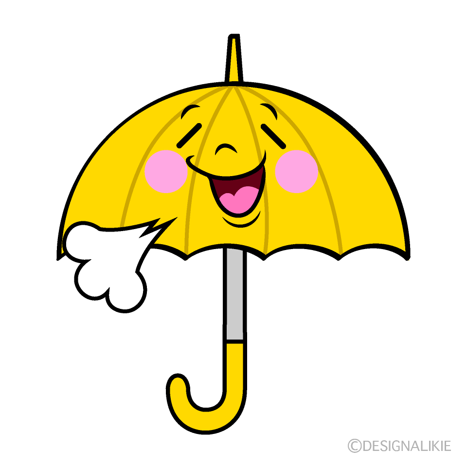 かわいいリラックスする傘イラスト
