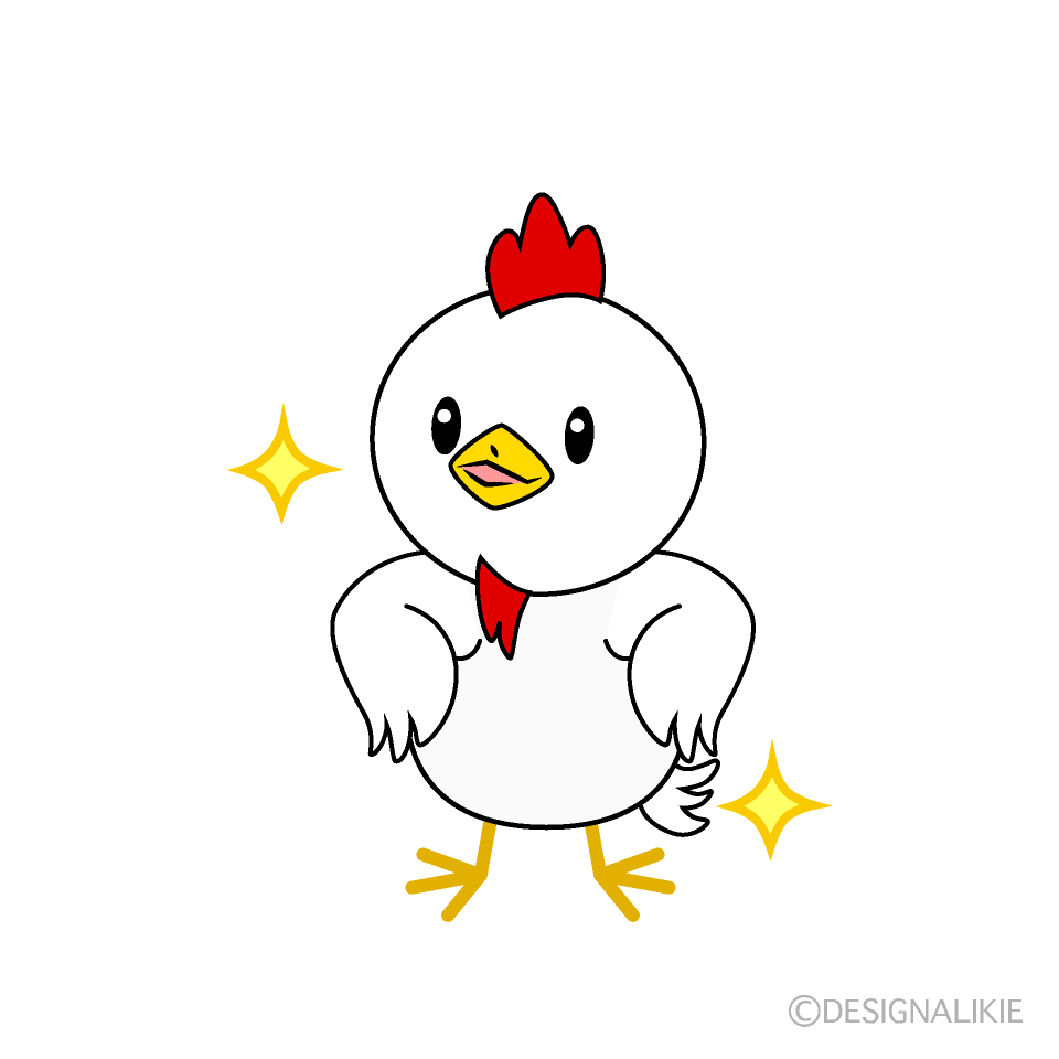 かわいい自信満々なニワトリイラスト