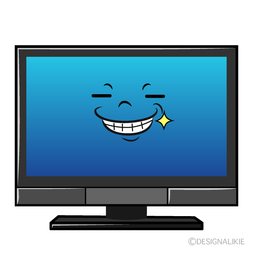 かわいいニヤッとするテレビイラスト
