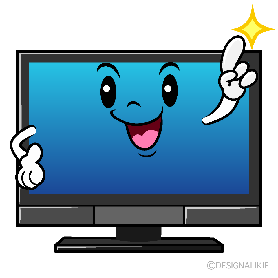 かわいい指差しテレビイラスト