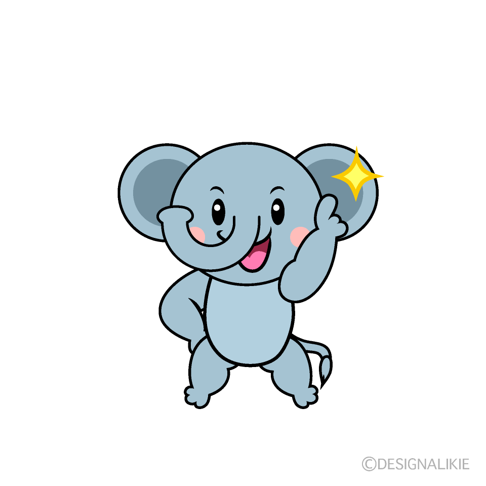 かわいい指差しするゾウイラスト