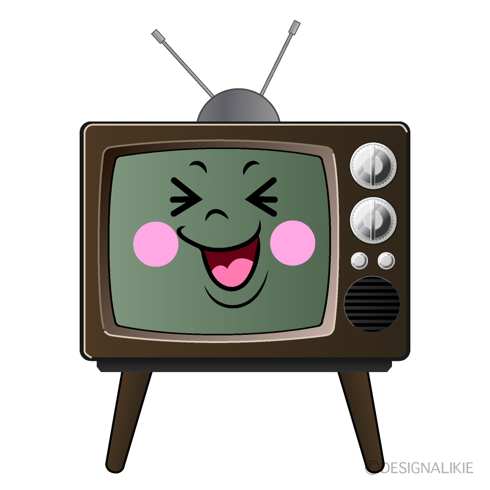 かわいい笑う古いテレビイラスト