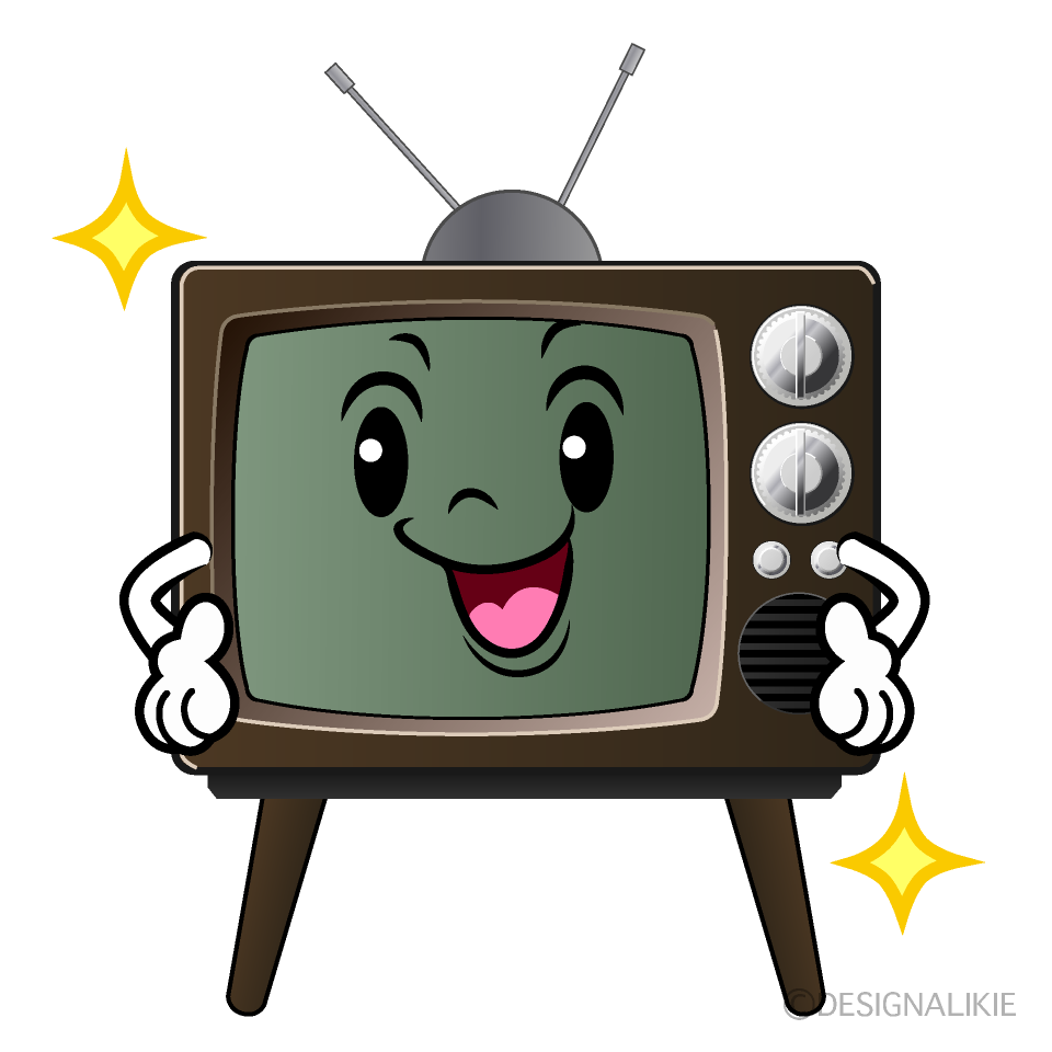 かわいい自信満々な古いテレビイラスト